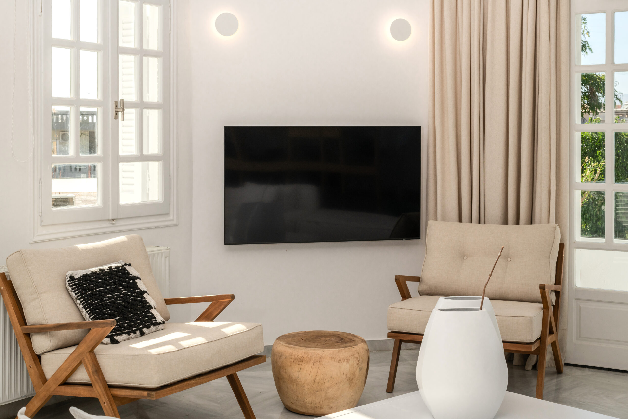 Saitis home, living room, luxury apartment in south crete, apartment in kokkinos pirgos| esthea hospitality group